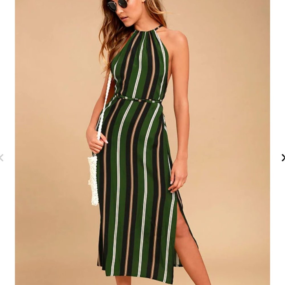 Faithfull the Brand | Tuscany Green Striped Midi Dress